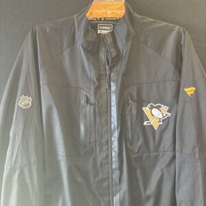 FANATICS Mens Black Full Zip NHL Authentic Pro Penguins Locker Room Jacket XL